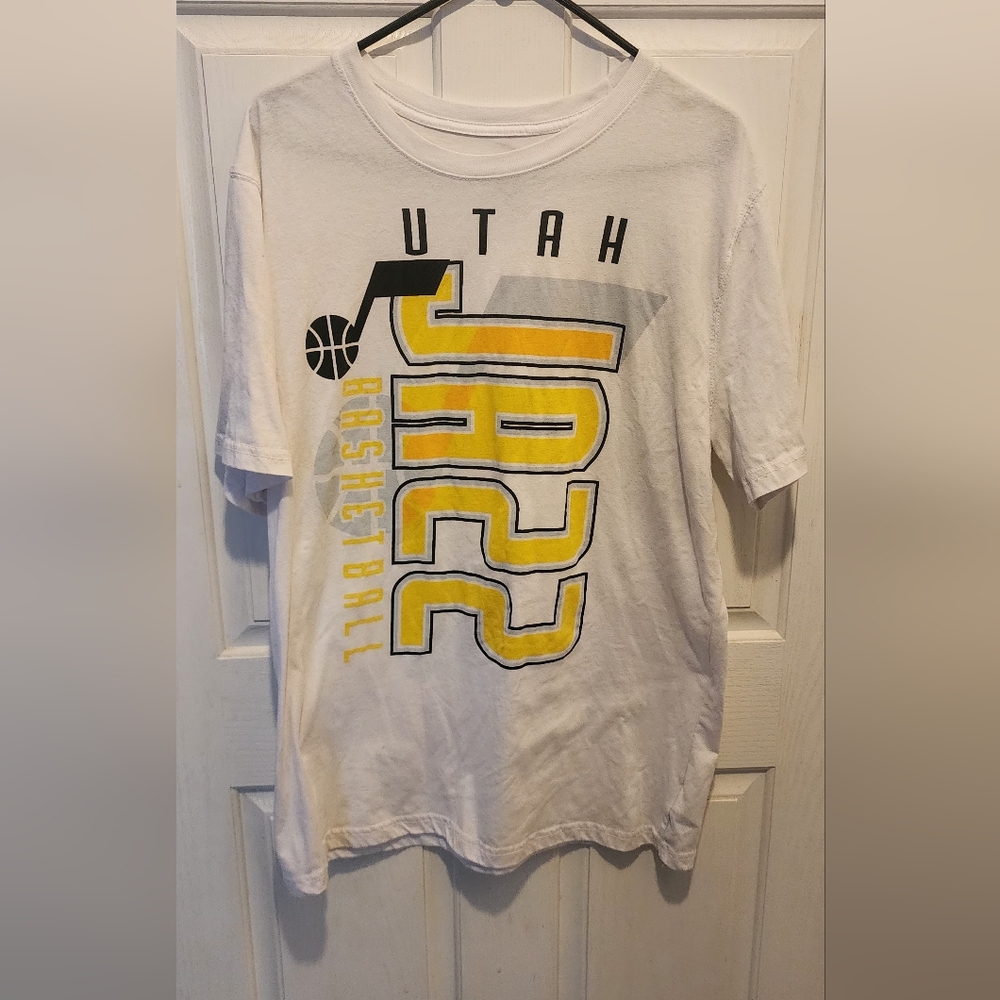 NBA Utah Jazz Basketball Tee - White and Yellow Youth XL